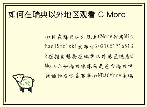如何在瑞典以外地区观看 C More